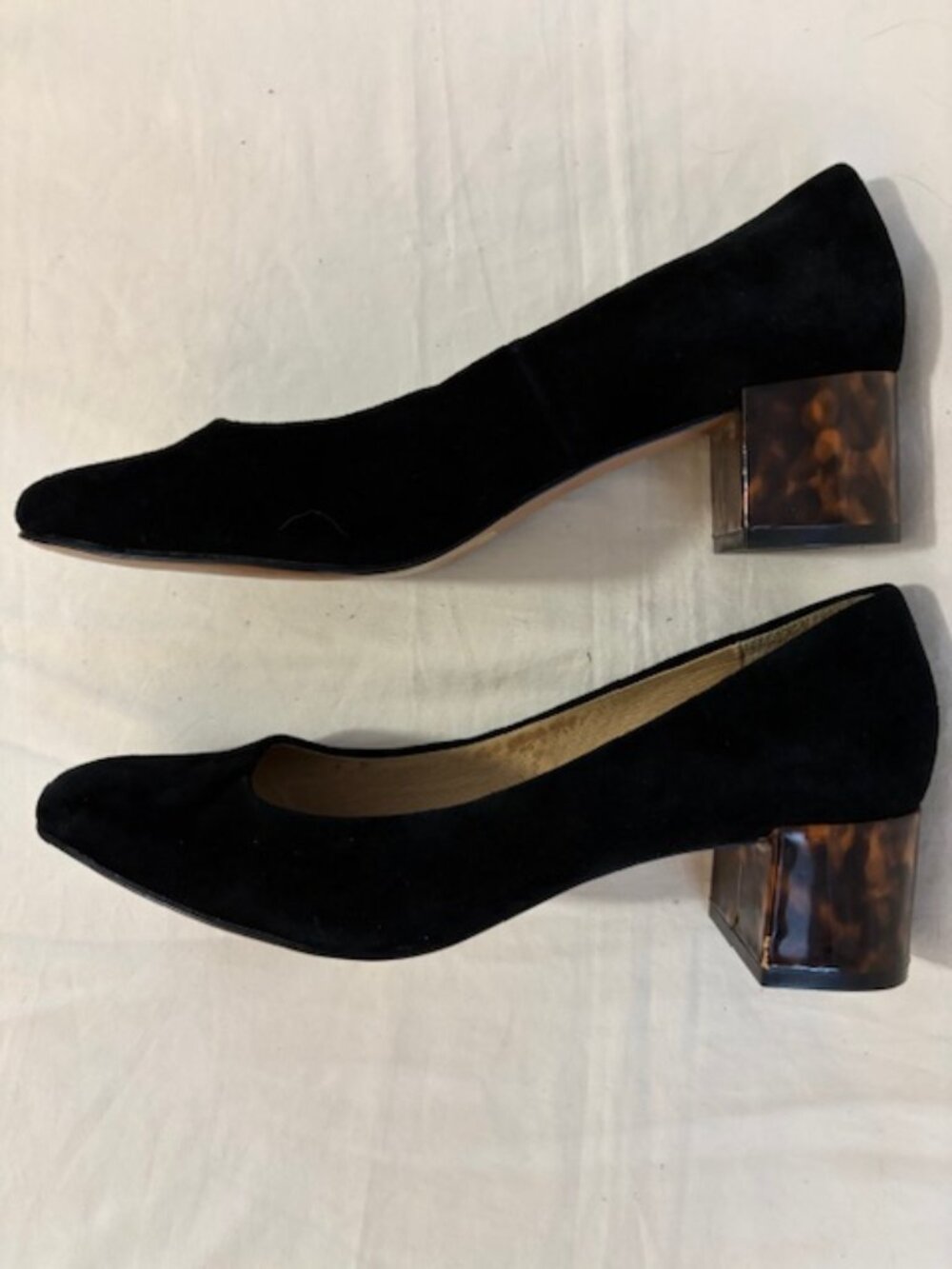 J. Jill Black Suede Pumps w/Tortoise Shell Block Heel Size 7.5